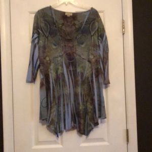 Beautiful tunic with blues/grey and greens